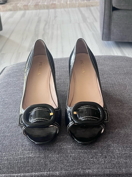Prada Shoes - Prada Patent Leather Peek A Boo Pumps